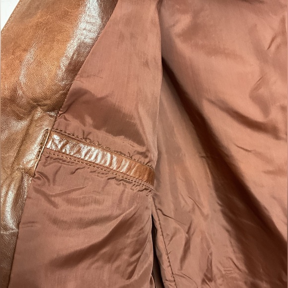 Men’s Vintage Bertini Brown Leather Blazer Jacket Button Down Size 42L - Picture 11 of 14